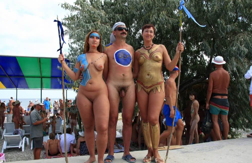 Three Painted Girl Poses pics - Nudity as a natural aspect of human life