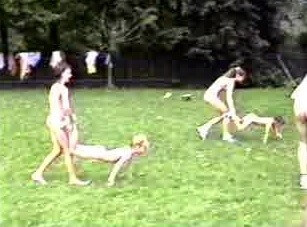 A nudist gathering at the stadium and sports - It is a philosophy based on trust and respect for the naked body and nature