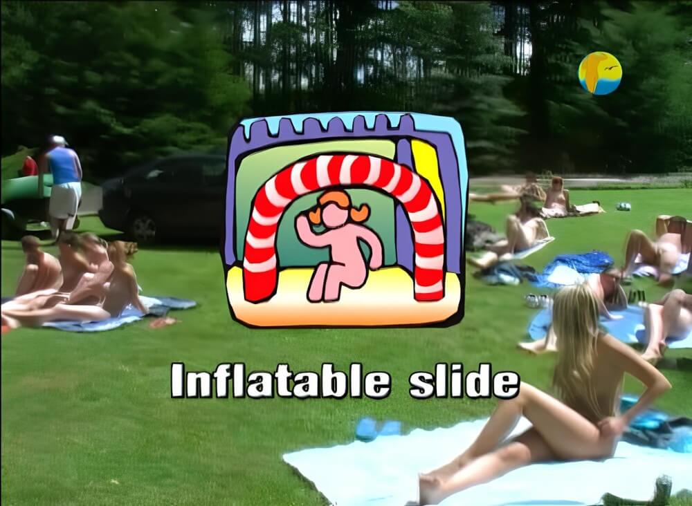 Naturist: Freedom: Inflatable Slide - Self-confidence helps naturists achieve their goals