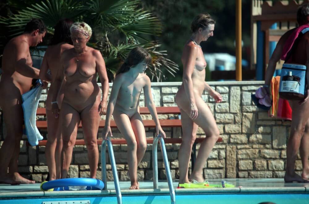 Naturist Pool Cleaning-Up pics - A love for the sun and fresh air are important values for naturists