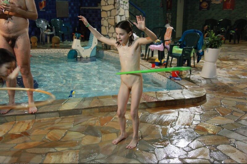 Naturist club games pool photos - Many naked men and women